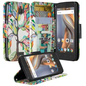 Coolpad Catalyst Case,  Wrist Strap Pu Leather Magnetic Flip Fold[Kickstand] Wallet Case with ID & Card Slots for Coolpad Catalyst - Colorful Tree