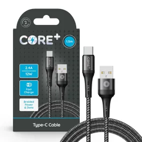 Core  1.5m USB C Smartphone Charger Cable 2.4A/12w