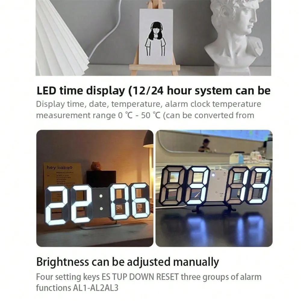 Creative 3d Digital Luminous Mute Clock