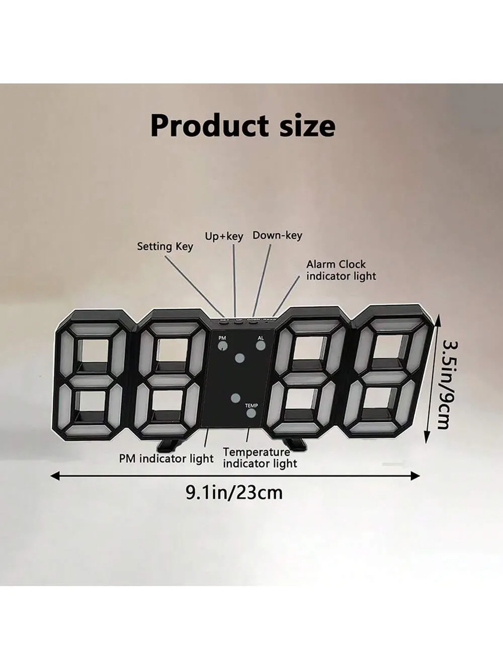 Creative 3d Digital Luminous Mute Clock