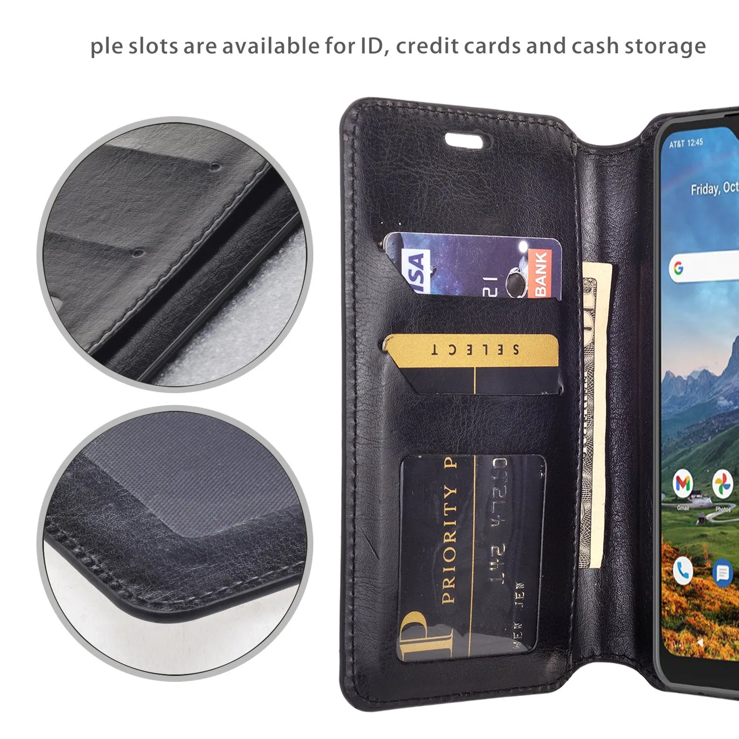 Cricket Dream 5G  Case, AT&T Radiant Max 5G / AT&T Fusion 5G Wallet Case, Pu Leather Wallet Case [Kickstand] with ID & Credit Card Slots for Cricket Dream 5G / AT&T Radiant Max 5G / AT&T Fusion 5G  - Black