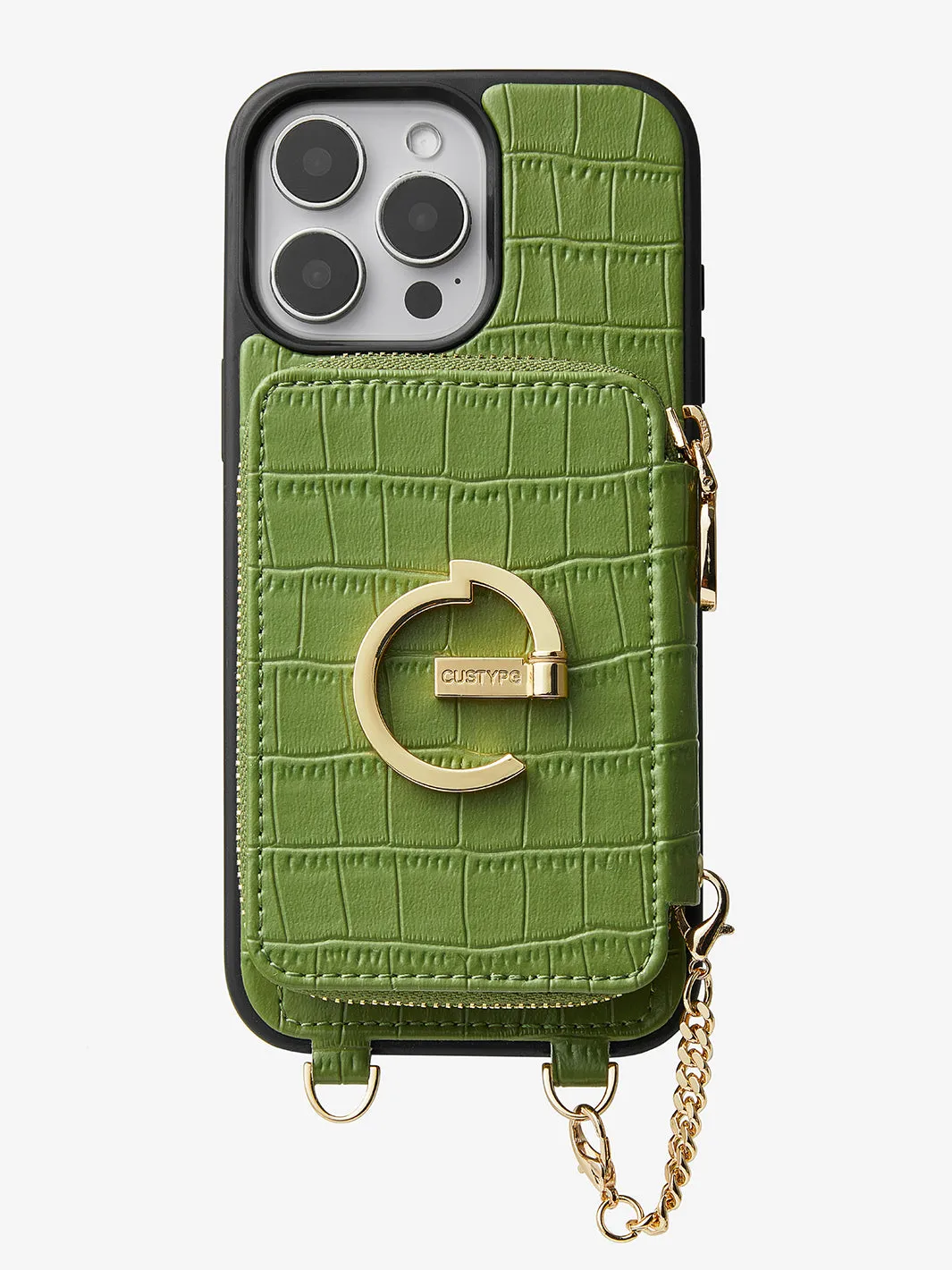 Crocodile Design Set- Detachable Wireless Charging Crossbody E-stand Wallet Phone Case Set