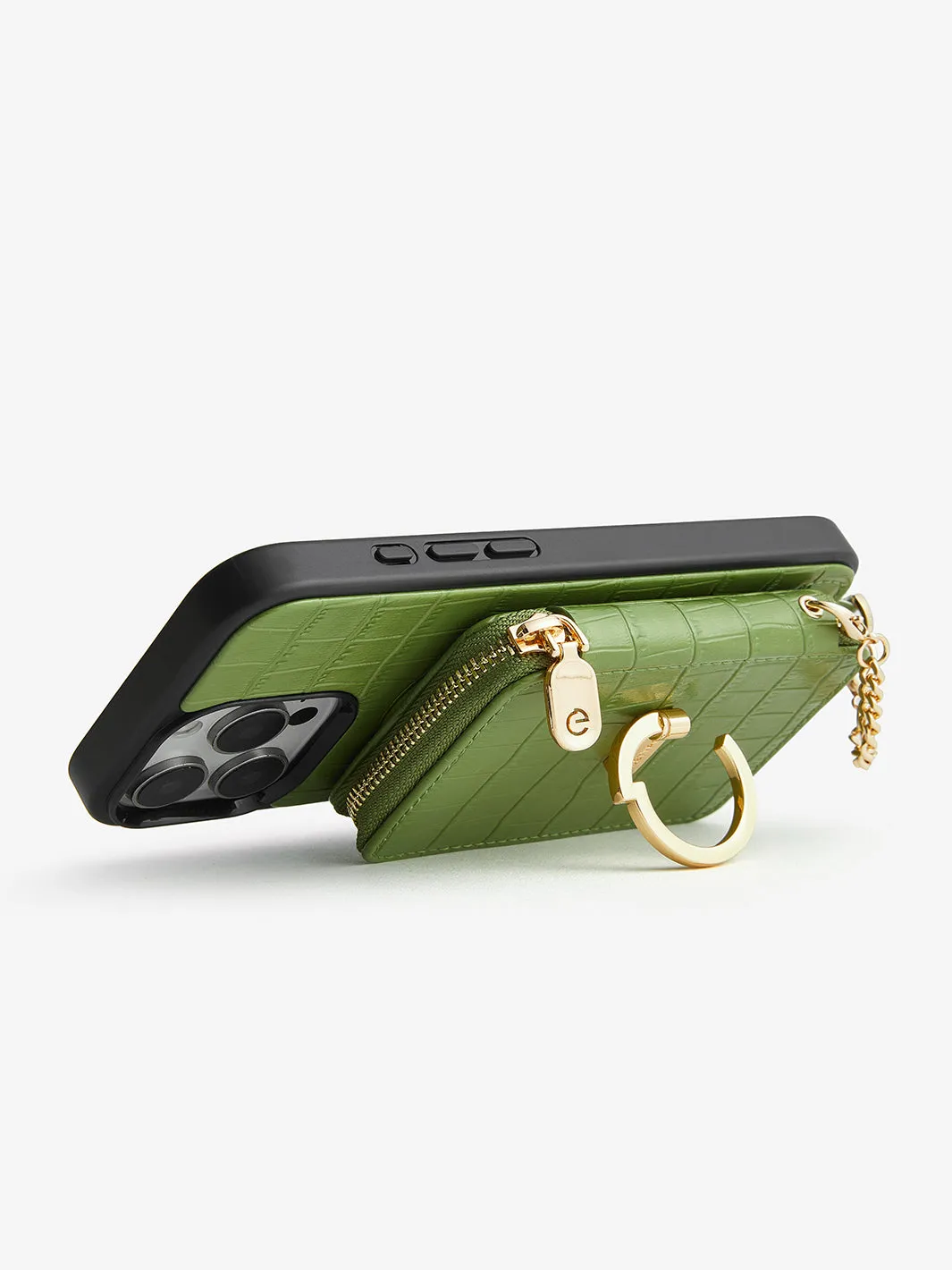 Crocodile Design Set- Detachable Wireless Charging Crossbody E-stand Wallet Phone Case Set