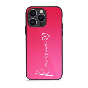 Customized Pink iPhone 14 Pro Case Mobile Cover With Signature Calligraphy Name