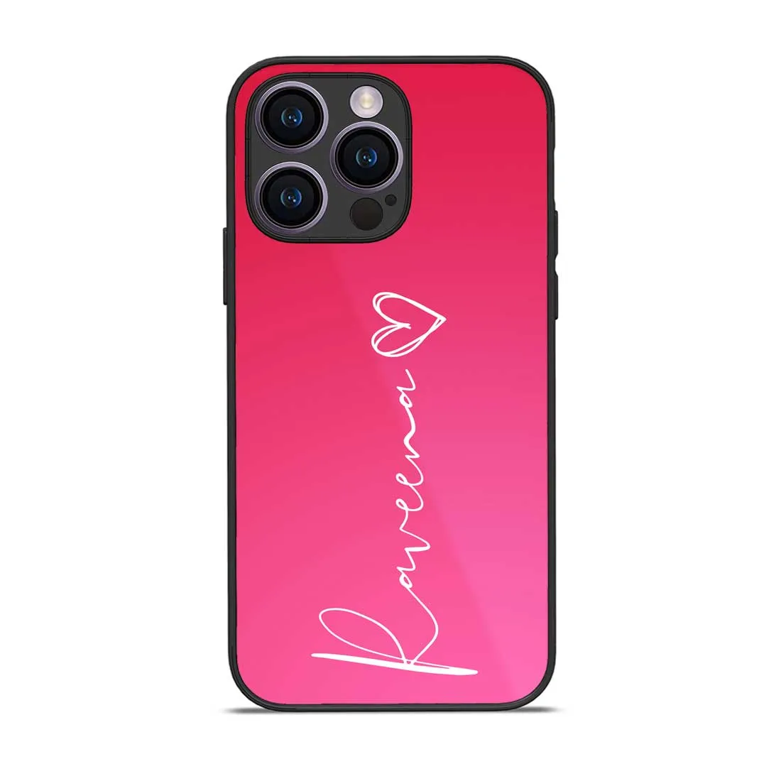 Customized Pink iPhone 14 Pro Case Mobile Cover With Signature Calligraphy Name