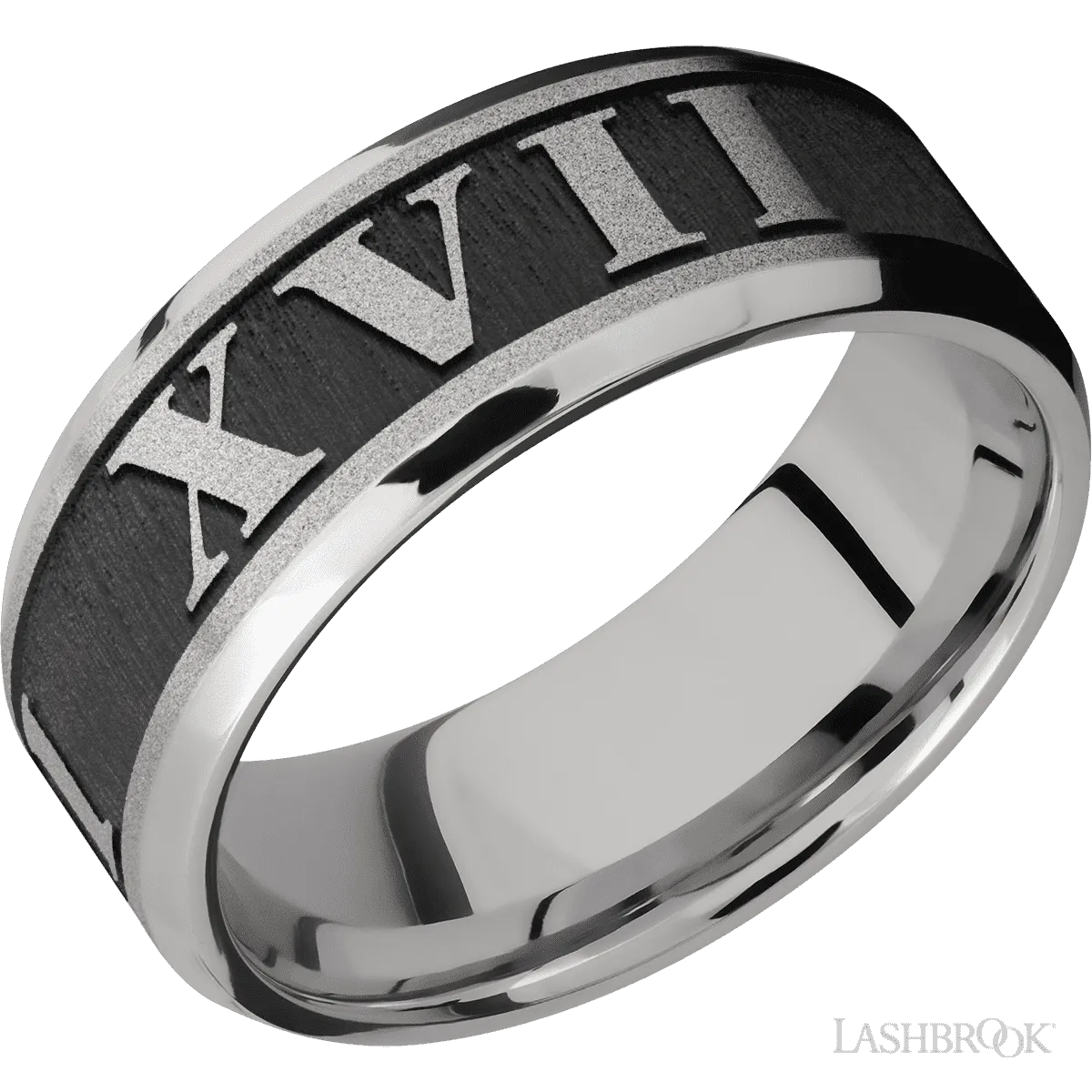 Customized Roman Numerals Cobalt Chrome Wedding Band 8mm