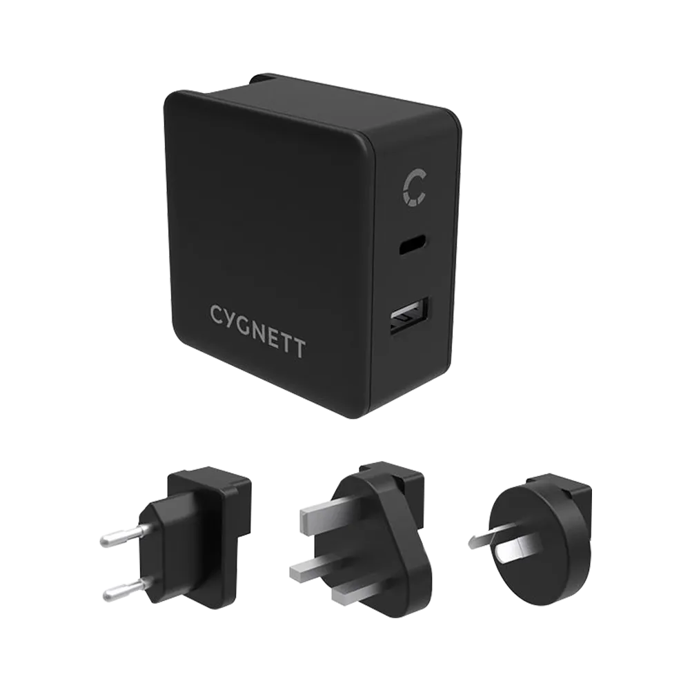 Cygnett Dual USB-C & USB-A PD Travel Wall Charger 57W AU