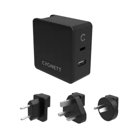 Cygnett Dual USB-C & USB-A PD Travel Wall Charger 57W AU