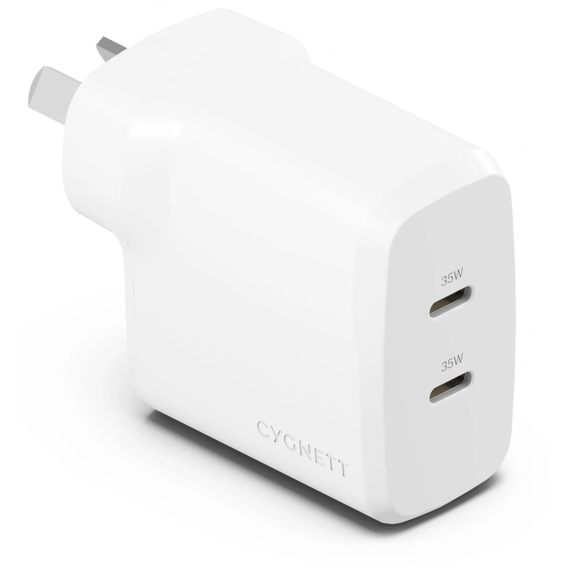 Cygnett PowerPlus 35W Dual Port USB-C Wall Charger (White)