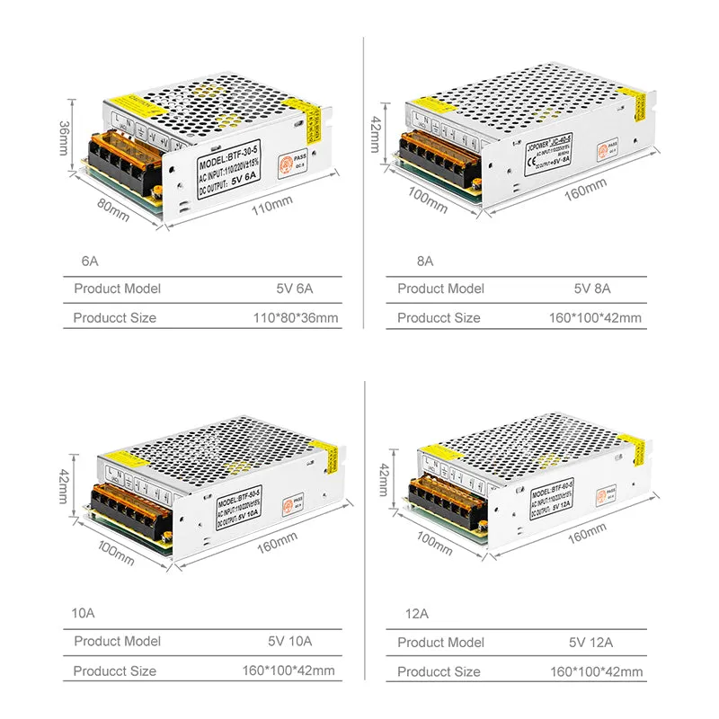 DC5V 2A 3A 4A 5A 8A 10A 12A 20A 30A 40A 60A Switch LED Power Supply Transformers Adapter