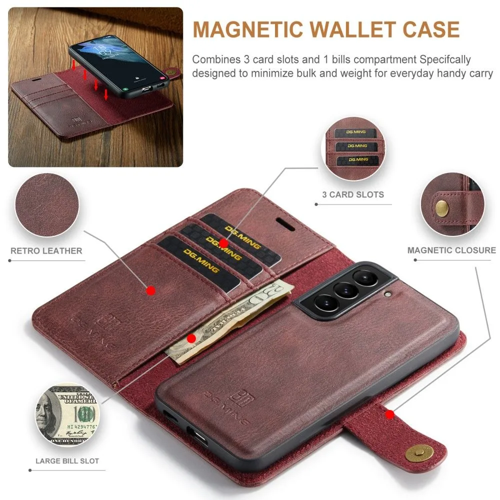 DG.MING Samsung Galaxy S22 2-in-1 Wallet Case - Red