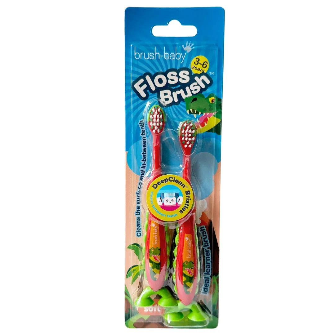 Dinosaur FlossBrush™ Bristles Toothbrushes Double Pack (3-6 Years)