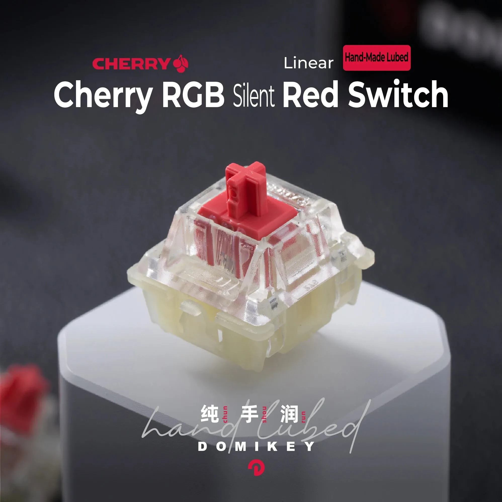 Domikey Cherry MX RGB Silent Red Switch Linear Switch 3pin 45g Clear Top for mechanical keyboard Hand Lubed