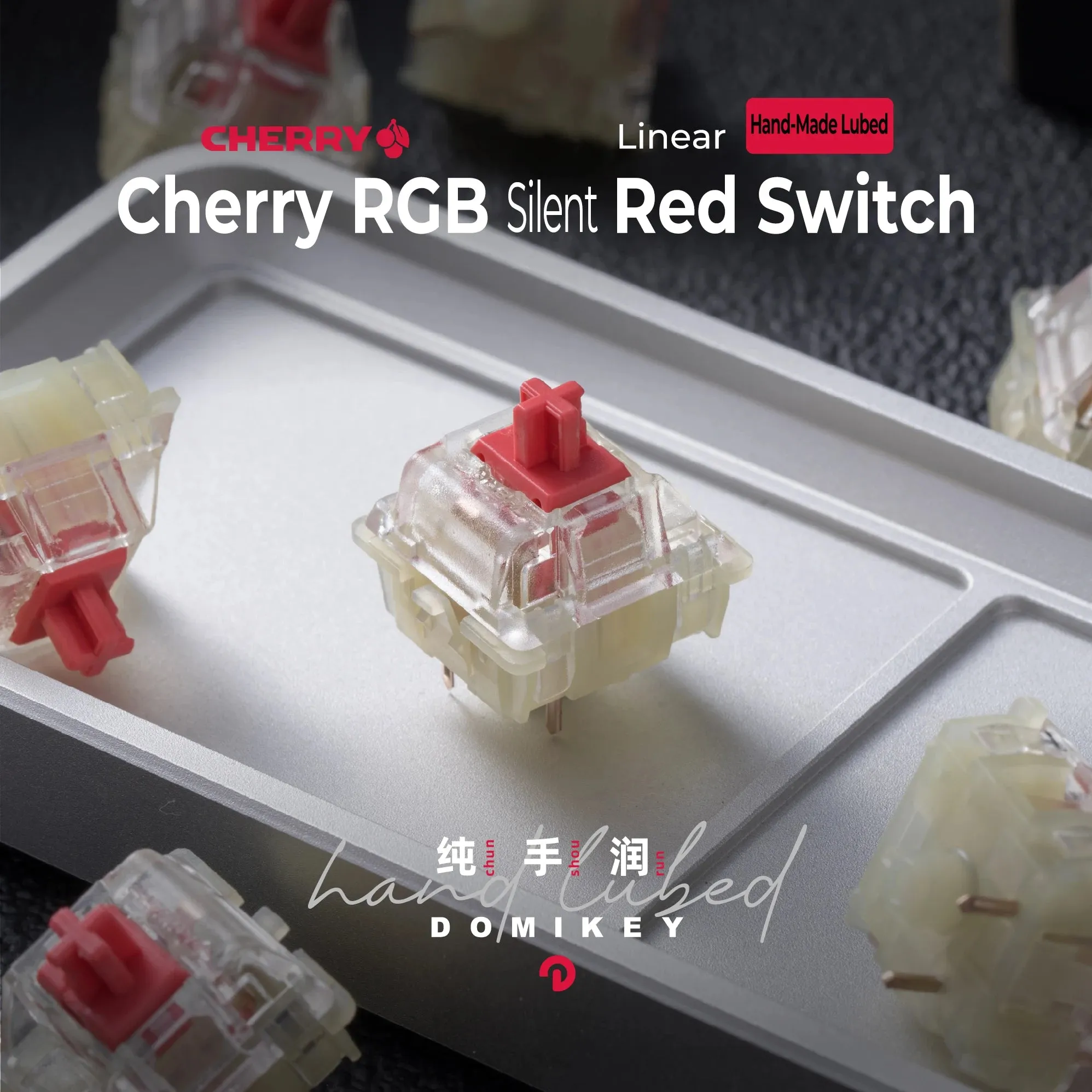 Domikey Cherry MX RGB Silent Red Switch Linear Switch 3pin 45g Clear Top for mechanical keyboard Hand Lubed