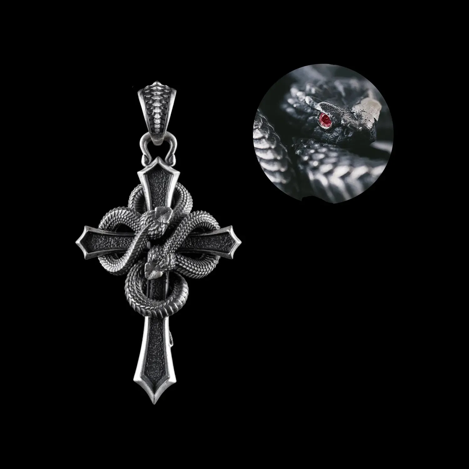 Double Snake Cross Pendant