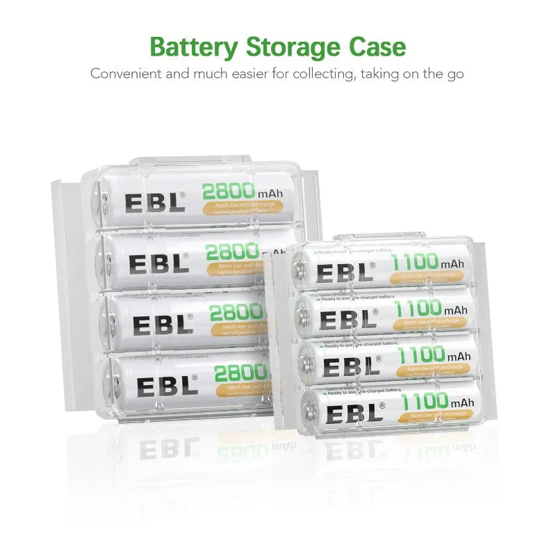 EBL AA and AAA Rechargeable Batteries with 8-Bay Individual Battery Charger