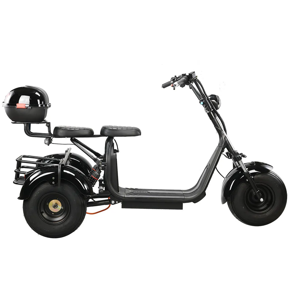 Electrac Electric Mobility Scooter Tricycle Trike for Adults 3 Wheel Power Wheelchair 2000W 60V 20Ah Electric Moped Speed 20MPH Range 30Miles with Full Suspension