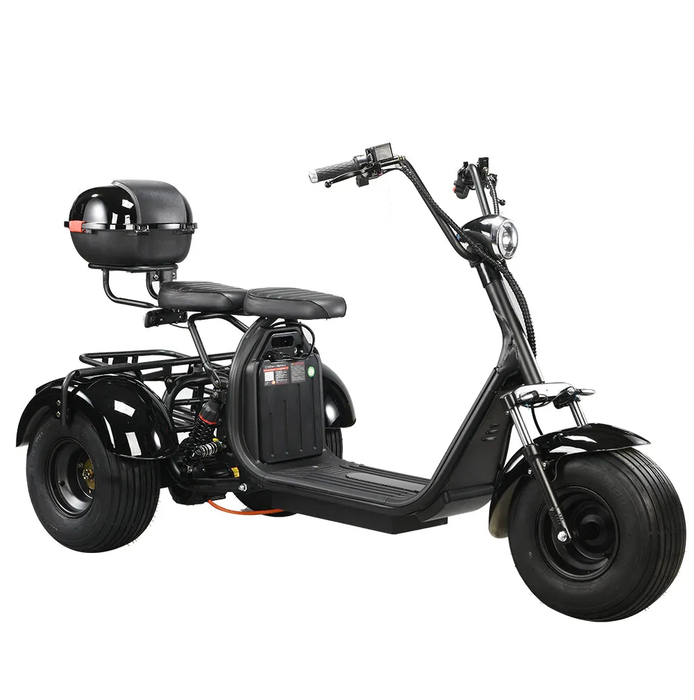 Electrac Electric Mobility Scooter Tricycle Trike for Adults 3 Wheel Power Wheelchair 2000W 60V 20Ah Electric Moped Speed 20MPH Range 30Miles with Full Suspension