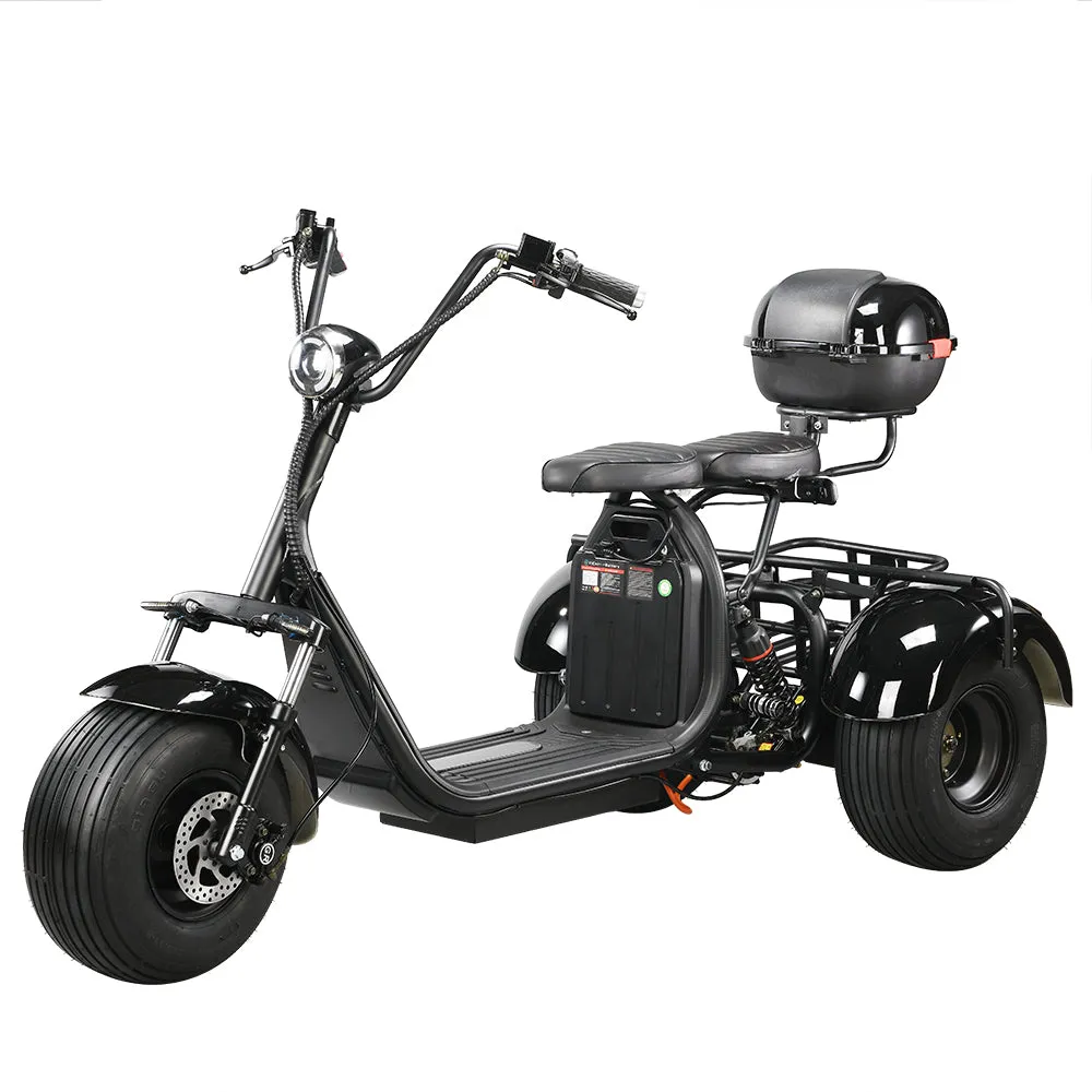 Electrac Electric Mobility Scooter Tricycle Trike for Adults 3 Wheel Power Wheelchair 2000W 60V 20Ah Electric Moped Speed 20MPH Range 30Miles with Full Suspension