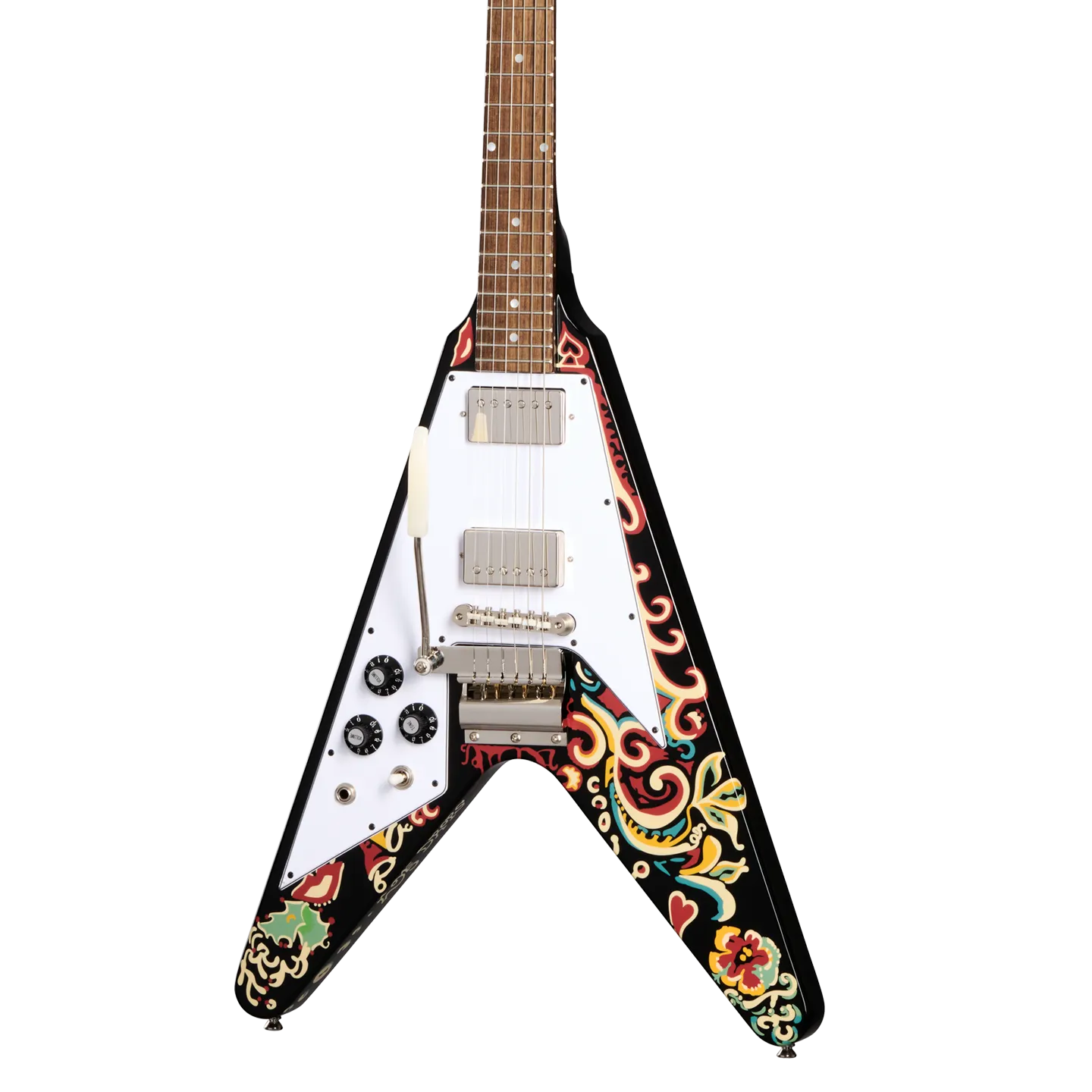 Epiphone Jimi Hendrix Love Drops Flying V LH Ebony w/Graphic w/case