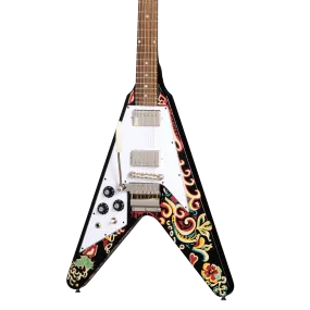 Epiphone Jimi Hendrix Love Drops Flying V LH Ebony w/Graphic w/case