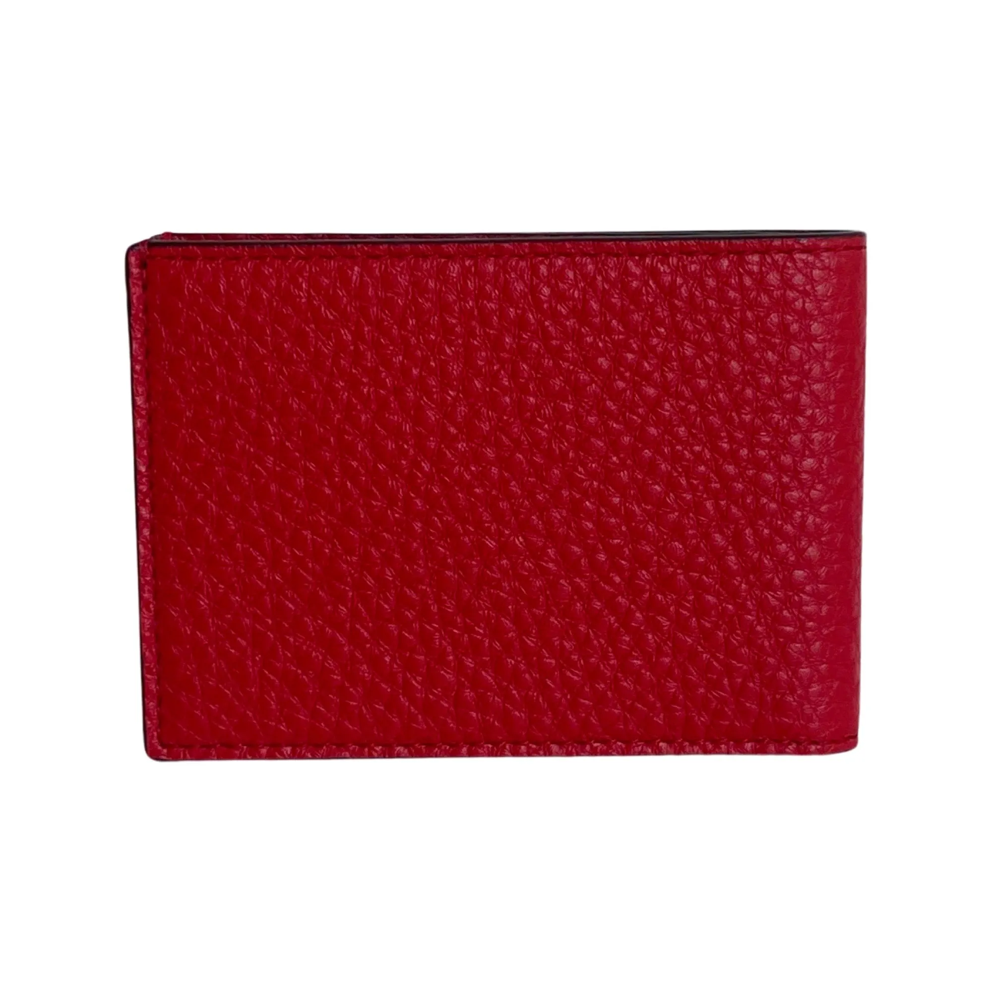 Fendi Red Grained Leather FF Logo Bifold Wallet