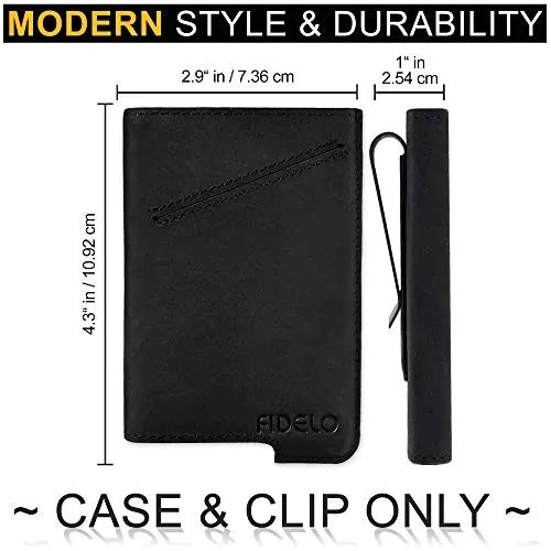 Fidelo Leather Case for Carbon Fiber Aluminum Pop Up Wallet Black