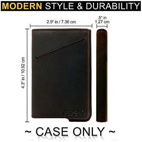 Fidelo Leather Case for Carbon Fiber Pop Up Wallet for Men Case Only Espresso