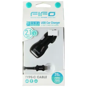 FIFO Dual USB (2.1A) Car Charger and 4-Ft USB-C Cable - Black