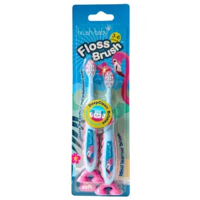 Flamingo FlossBrush™ Bristles Toothbrushes Double Pack (3-6 Years)