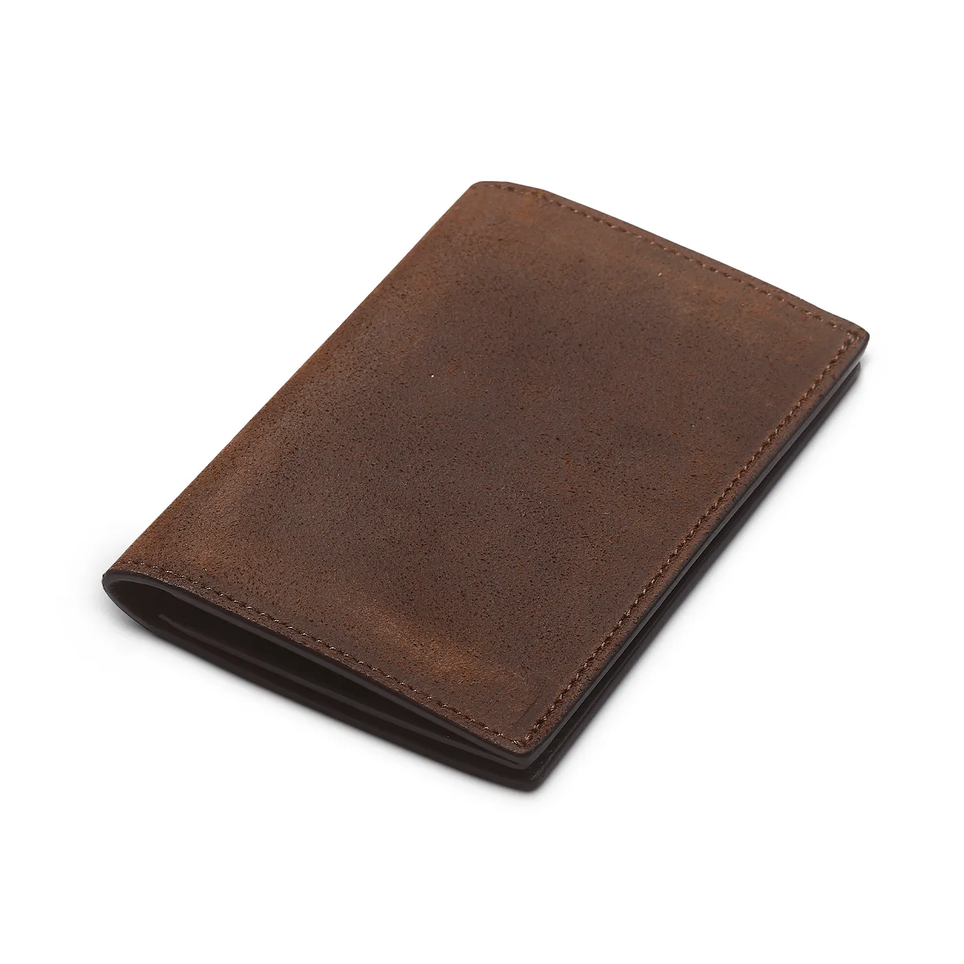 Folded Card Case Dark Brown Rough-Out Suede