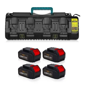 For Dewalt 20V 6.0Ah Battery Replaceemnt DCB203 Li-ion Battery 4&8 Pack With DCB104 4-Port Fast Charger For DeWalt DCB104 12-20V MAX DCB102 DCB204