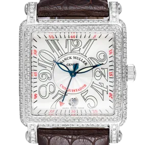 Franck Muller 10000 H SC Conquistador Diamond Set Brown Leather Strap