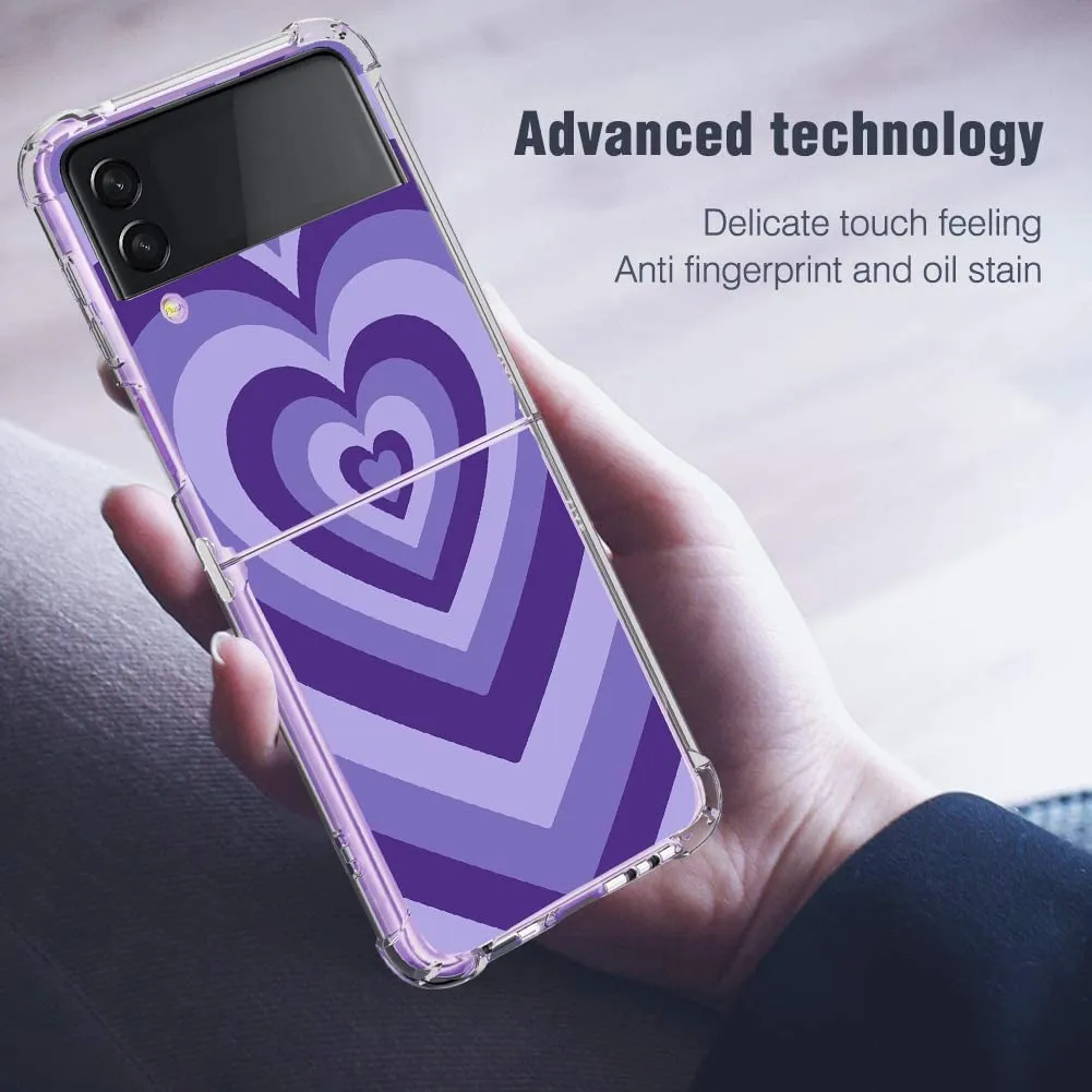 Galaxy Z Flip 4 Purple Love Heart Flexible Soft TPU Bumper Phone Case