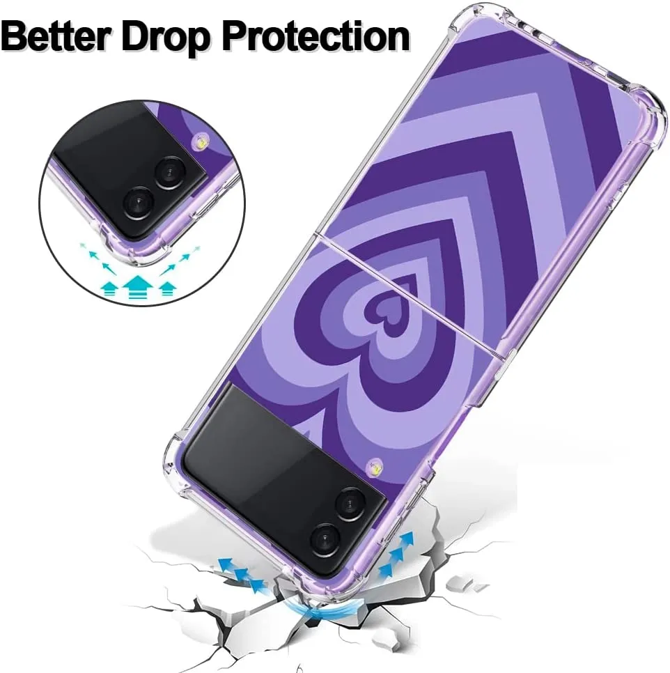 Galaxy Z Flip 4 Purple Love Heart Flexible Soft TPU Bumper Phone Case