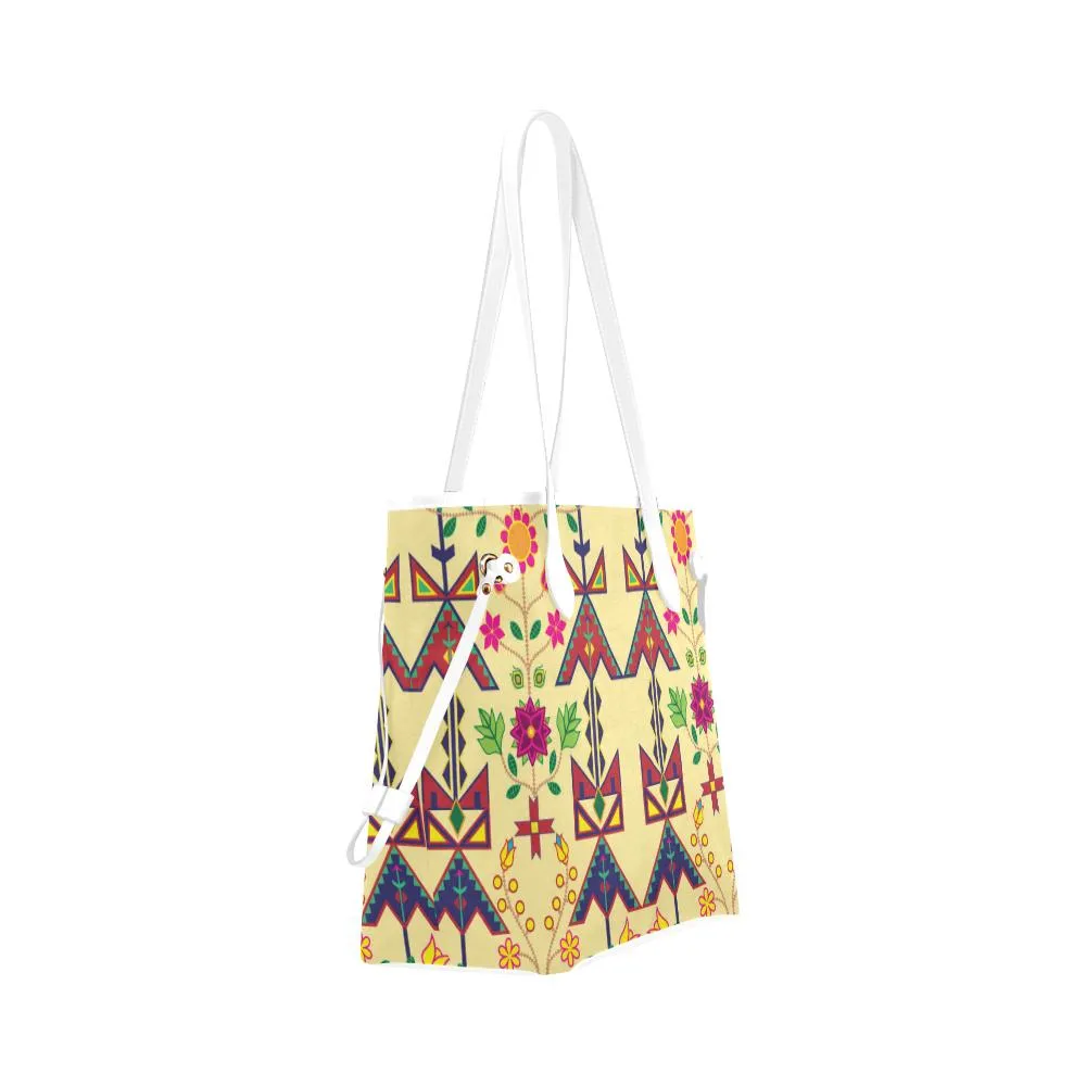 Geometric Floral Spring - Vanilla Clover Canvas Tote Bag