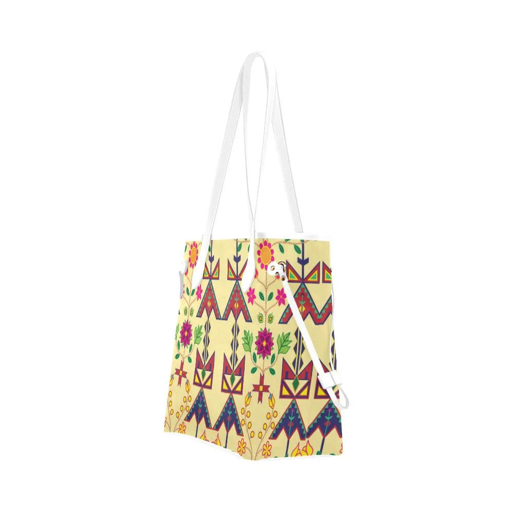 Geometric Floral Spring - Vanilla Clover Canvas Tote Bag