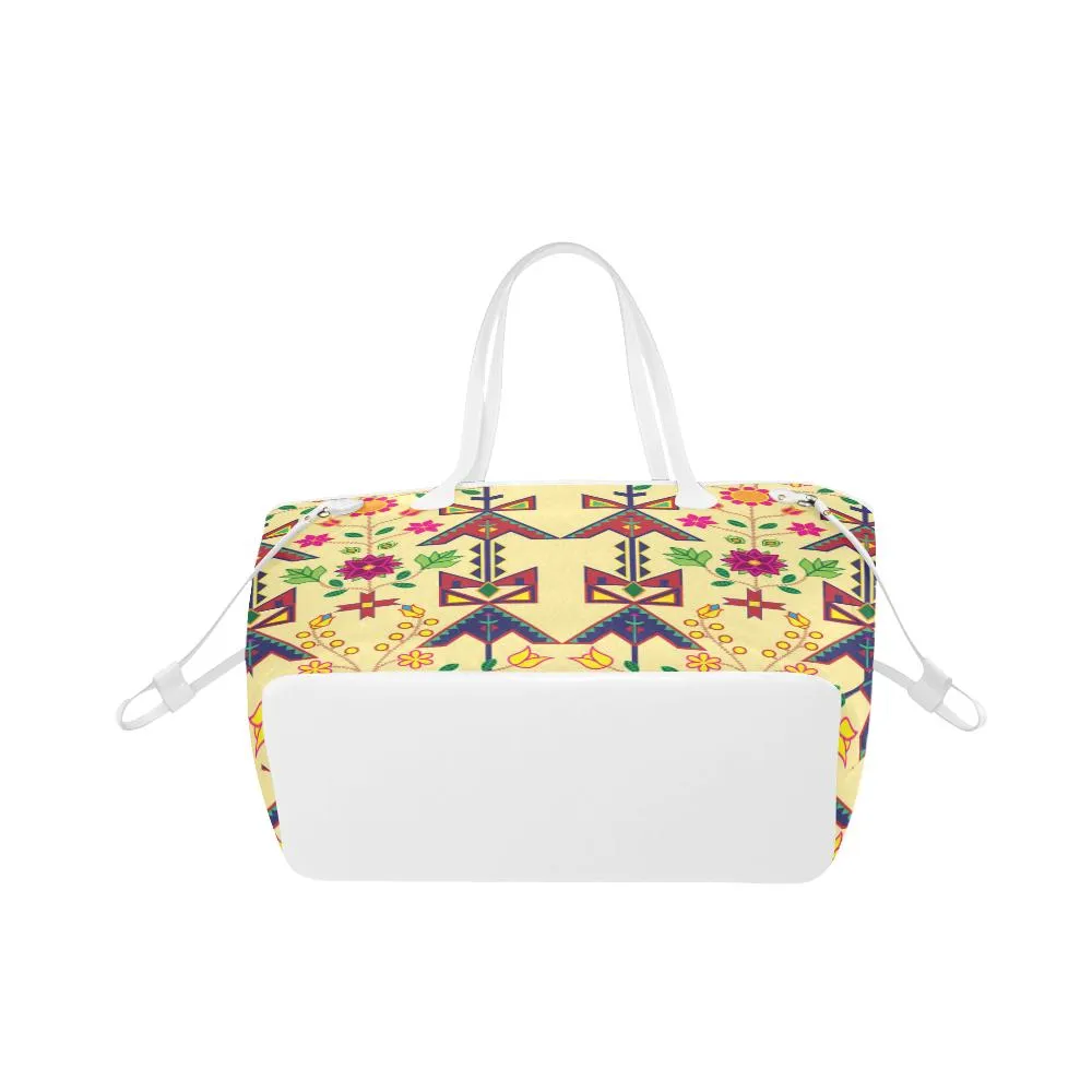 Geometric Floral Spring - Vanilla Clover Canvas Tote Bag