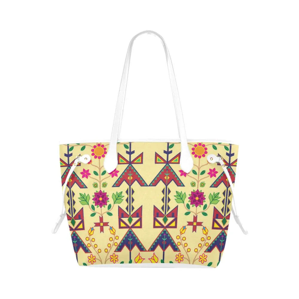 Geometric Floral Spring - Vanilla Clover Canvas Tote Bag