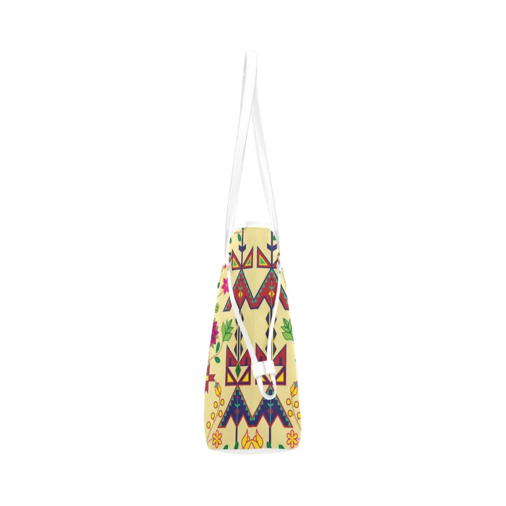 Geometric Floral Spring - Vanilla Clover Canvas Tote Bag