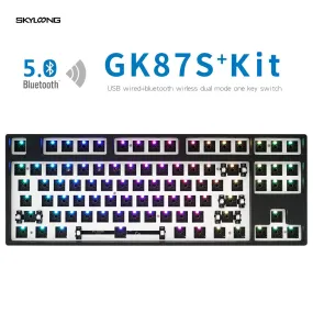 gk87s hot swappable 80% Dual Mode Bluetooth 5.0 Custom Mechanical Keyboard Kit rgb switch leds type c software programmable