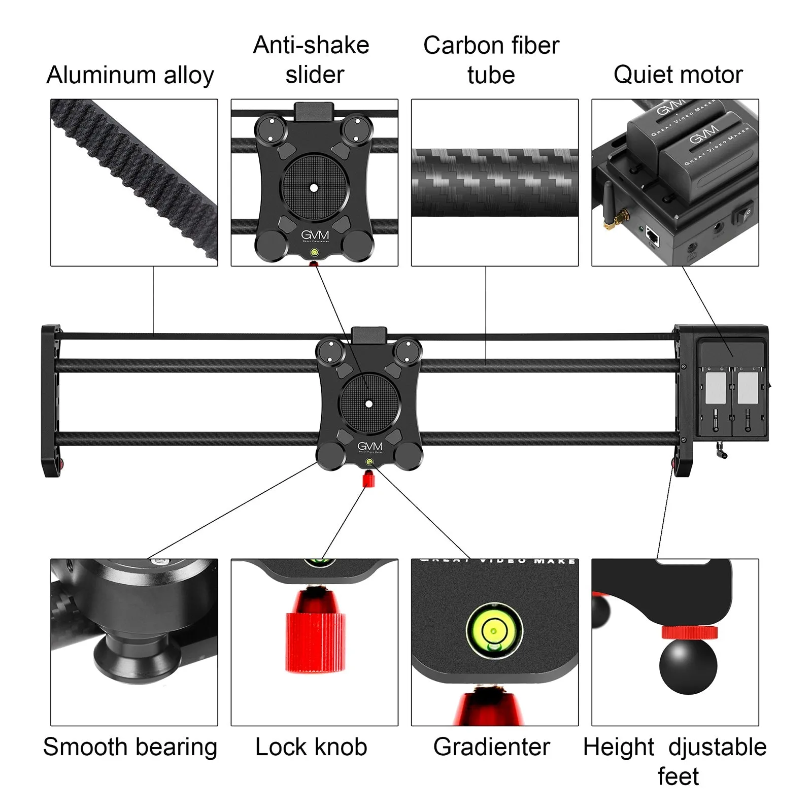 GVM GT-80WD Wireless Carbon Fiber Motorized Camera Slider