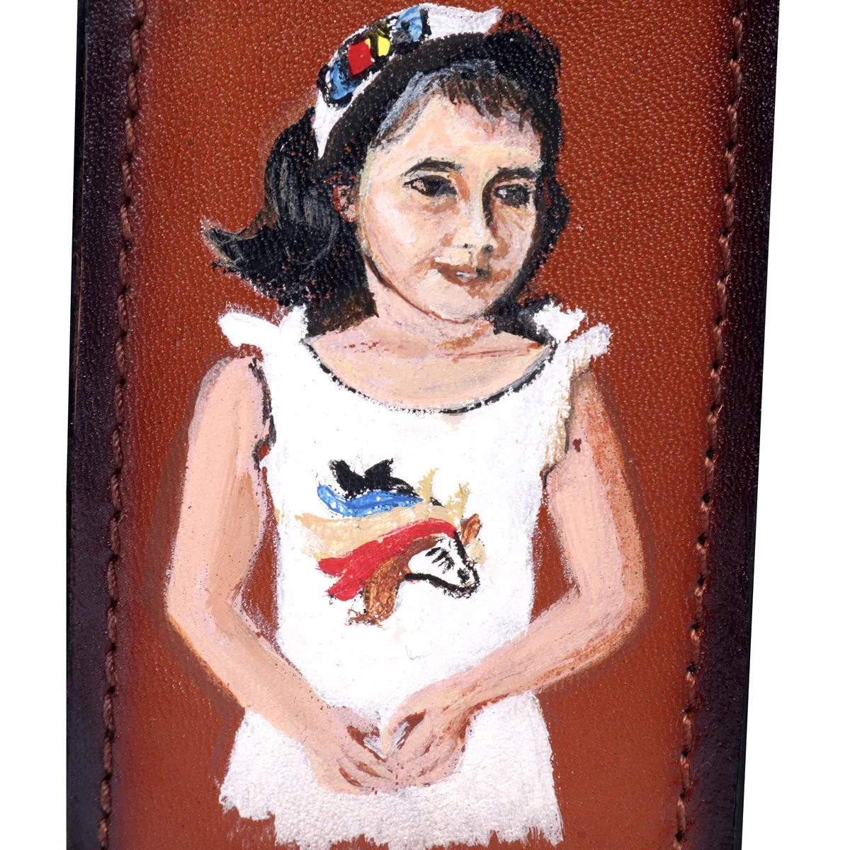 Hand Painted Mobile Cover with Customized Daughter Portrait on Tan Samsung Galaxy Fold Case