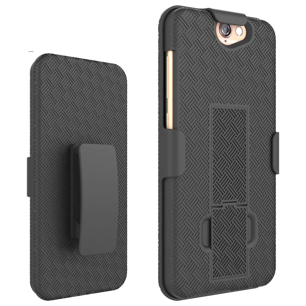 HTC One A9 Case, Rugged Rotating Belt Clip Slim Holster Shell Combo Case for HTC One A9 - Black