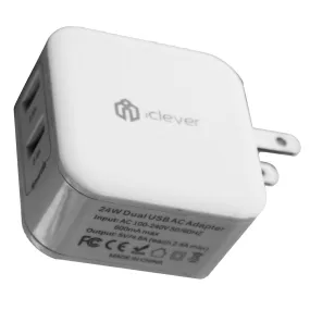 iClever (24W) Dual Port USB (5V/4.8A) Wall Charger - White (IC-TC02)