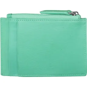 ili New York Zip ID Card Case Turquoise Leather