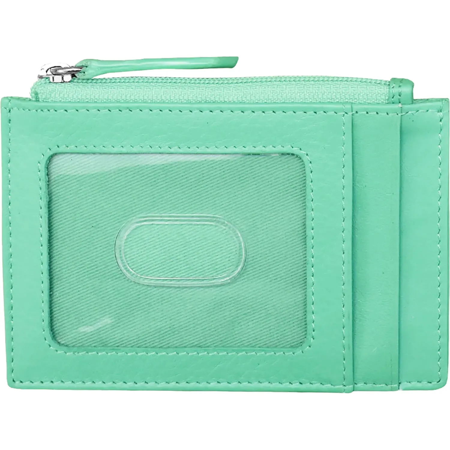 ili New York Zip ID Card Case Turquoise Leather