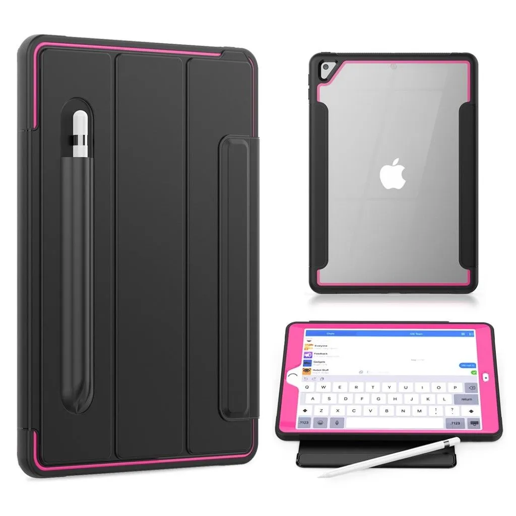 iPad 10.2 (2019) elegant tri-fold case - Black / Rose