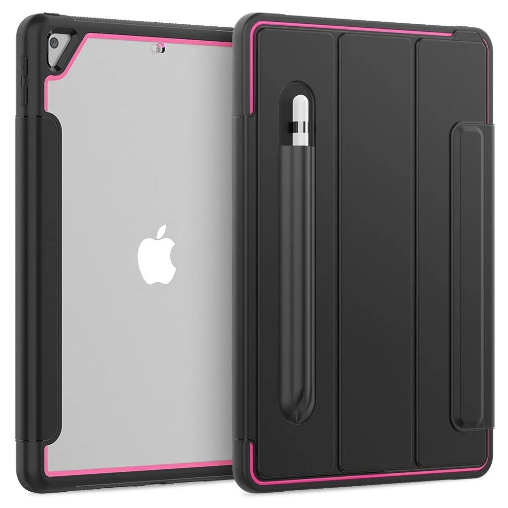 iPad 10.2 (2019) elegant tri-fold case - Black / Rose