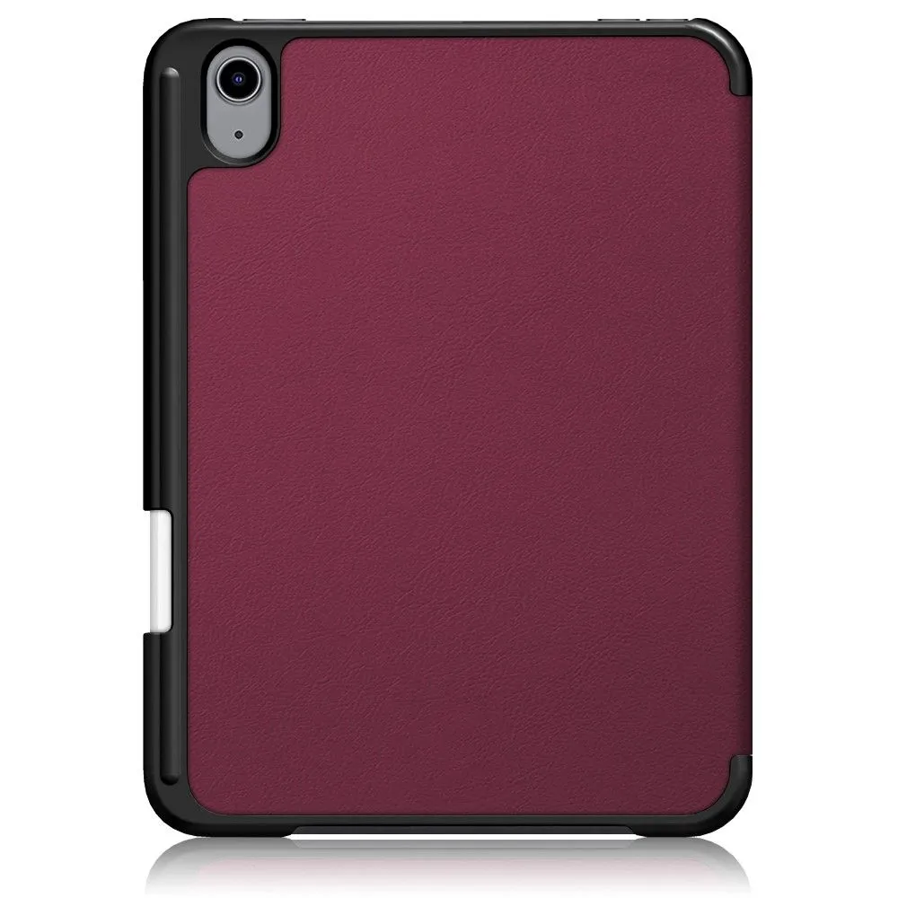 iPad Mini 6 (2021) slim tri-fold PU leather flip case with pen slot - Wine Red